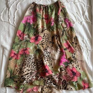 Floral/Leopard Print Midi Skirt